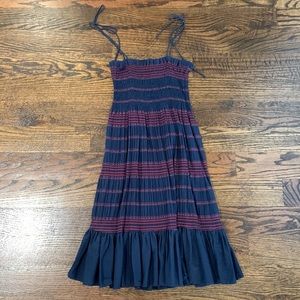 J Crew sz S blue and red smocked dress